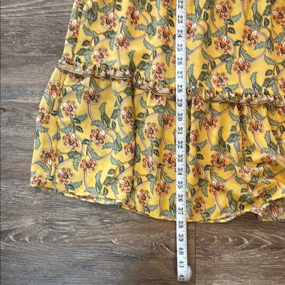 Max Studio Women's Size Large Floral Tiered Ruffle Hem Long Sleeve Dress Yellow - Picture 10 of 10